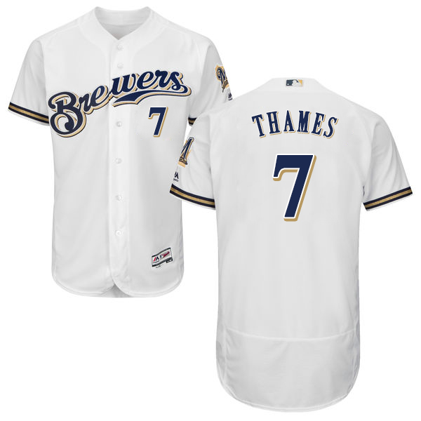 Brewers #7 Eric Thames White Flexbase Authentic Collection Stitched MLB Jersey - Click Image to Close